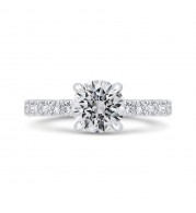 Shah Luxury 14K White Gold Round Diamond Solitaire Plus Engagement Ring  (Semi-Mount)