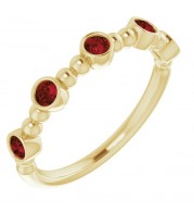 14K Yellow Stackable Mozambique Garnet Bead Ring