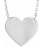 14K White Engravable 12x11 mm  Heart 16-18 Necklace