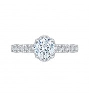 Shah Luxury Round Diamond Engagement Ring In 14K White Gold (Semi-Mount)