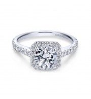 Gabriel & Co. 14k White Gold Contemporary Halo Engagement Ring