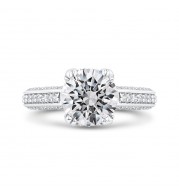Shah Luxury 14K White Gold Round Cut Diamond 1/2 Run Engagement Ring (With Center)