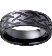 Black Diamond Ceramic Pipe Cut Band with Braid Laser Engraving