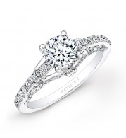 18k White Gold Prong Bezel Set White Diamond Engagement Ring