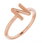 14K Rose Initial N Ring