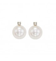 Gems One 14Kt White Gold Diamond (1/20Ctw) & Pearl (1 Ctw) Earring