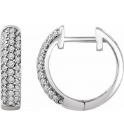 14K White 1/3 CTW Diamond Hoop Earrings