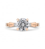 Shah Luxury 14K Rose Gold Round Cut Diamond Engagement Ring (Semi-Mount)