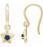14K Yellow 3 mm Round September Youth Star Birthstone Earrings