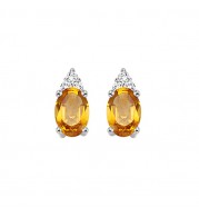Gems One 10Kt White Gold Diamond (1/20Ctw) & Citrine (5/8 Ctw) Earring