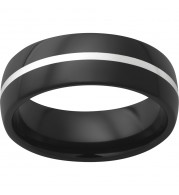 Black Diamond Ceramic Domed Band with 1mm Sterling Silver Inlay