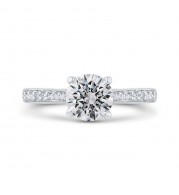 Shah Luxury 14K White Gold Diamond Engagement Ring with Euro Shank (Semi-Mount)