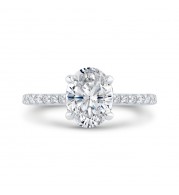 Shah Luxury 14K White Gold Oval Cut Diamond Solitaire Plus Engagement Ring (Semi-Mount)