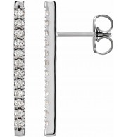 14K White 1/3 CTW Diamond French-Set Bar Earrings