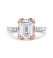Shah Luxury 14K Two-Tone Gold Diamond Engagement Ring (Semi-Mount)