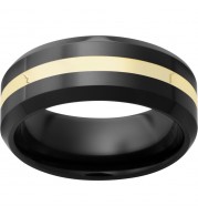 Black Diamond Ceramic Beveled Edge Band with a 2mm 18K Yellow Gold Inlay