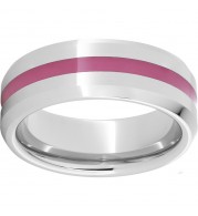 Serinium Beveled Edge Band with Pink Enamel Inlay