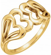 14K Yellow Heart Ring