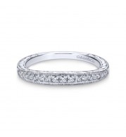 Gabriel & Co. 14k White Gold Victorian Diamond Wedding Band
