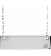 14K White .03 CT Diamond Bar 18 Necklace without Engraving