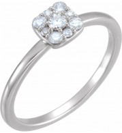 14K White 1/4 CTW Diamond Stackable Square Cluster Ring