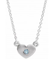 14K White Aquamarine Heart 16 Necklace