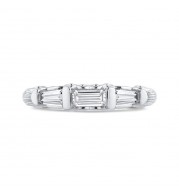 Shah Luxury 14K White Gold Baguette Diamond Wedding Band