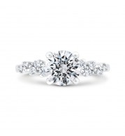 Shah Luxury 14K White Gold Round Cut Diamond Engagement Ring  (With Center)