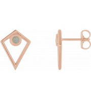 14K Rose Opal Cabochon Pyramid Earrings