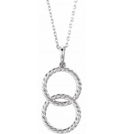 14K White Interlocking Circle 16-18 Necklace