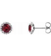 14K White Ruby & 1/6 CTW Diamond Earrings