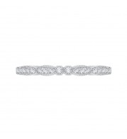 Shah Luxury 14K White Gold Round Diamond Vintage Wedding Band