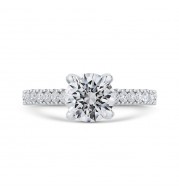 Shah Luxury 14K White Gold Round Diamond Engagement Ring with Euro Shank (Semi-Mount)