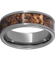 Rugged Tungsten  8mm Pipe Cut Band with Medium Distressed Copper Inlay