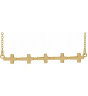 14K Yellow Sideways Cross Bar 18 Necklace