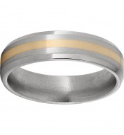 Titanium Beveled Edge Band with a 2mm 14K Yellow Gold Inlay and Satin Finish