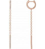 14K Rose 1/4 CTW Diamond Hinged Hoop Chain Earrings