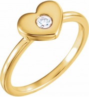 14K Yellow .03 CTW Diamond Heart Ring