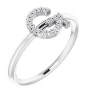 14K White .08 CTW Diamond Initial G Ring