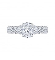 Shah Luxury 14K White Gold Oval Diamond Engagement Ring (Semi-Mount)