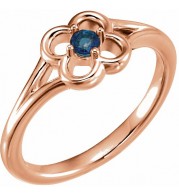 14K Rose Blue Sapphire Youth Flower Ring