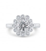 Shah Luxury 14K White Gold Round Cut Diamond Halo Engagement Ring (Semi-Mount)