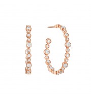 Henri Daussi 18k Rose Gold Diamond Hoop Earrings