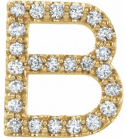 14K Yellow 1/10 CTW Diamond Single Initial B Earring