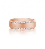 Henri Daussi 7mm Men's Wedding Band MB1 14k Gold Rose 0.45 Ctw.