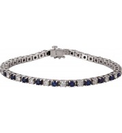 14K White Blue Sapphire & 2 3/8 CTW Diamond Line 7 Bracelet