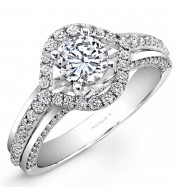 18K White Gold Evil Eye Diamond Halo Engagement Ring