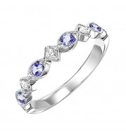 Gems One 10Kt White Gold Diamond (1/20Ctw) & Syn Alexandrite (1/6 Ctw) Ring