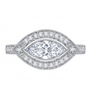 Shah Luxury 14K White Gold Marquise Diamond Halo Engagement Ring (Semi-Mount)