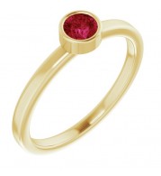 14K Yellow 4 mm Round Ruby Ring